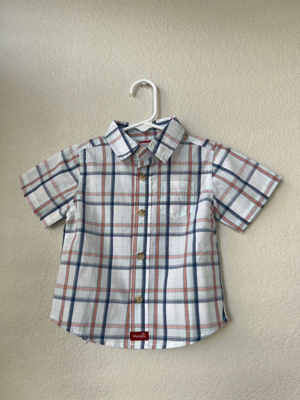 New✨Wrangler Plaid Short-Sleeve Button-Down for toddler